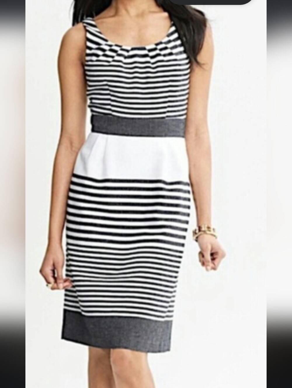 Banana Republic Black and White Striped Midi Dress
